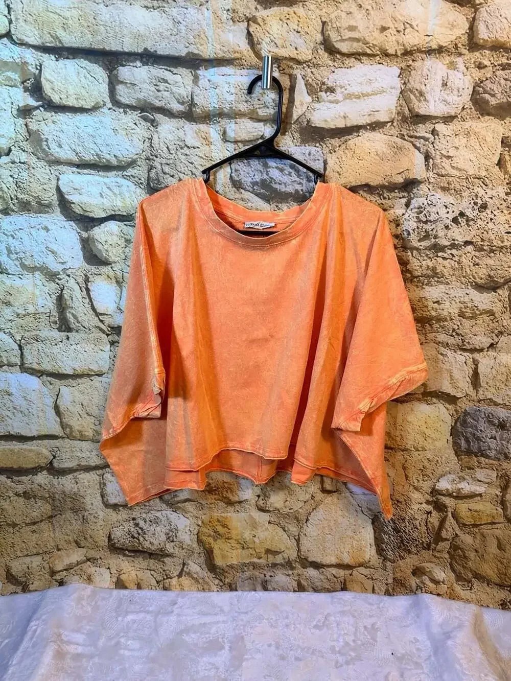Zenana Outfitters Orange Cropped Boxy Long Sleeve Top